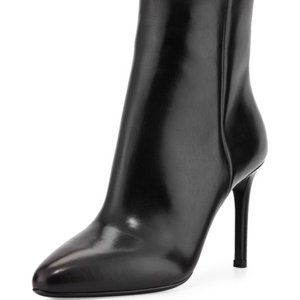 Classic Black Leather Prada Stiletto Booties